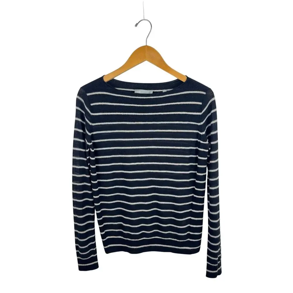 Vince Striped Lightweight Cashmere Sweater